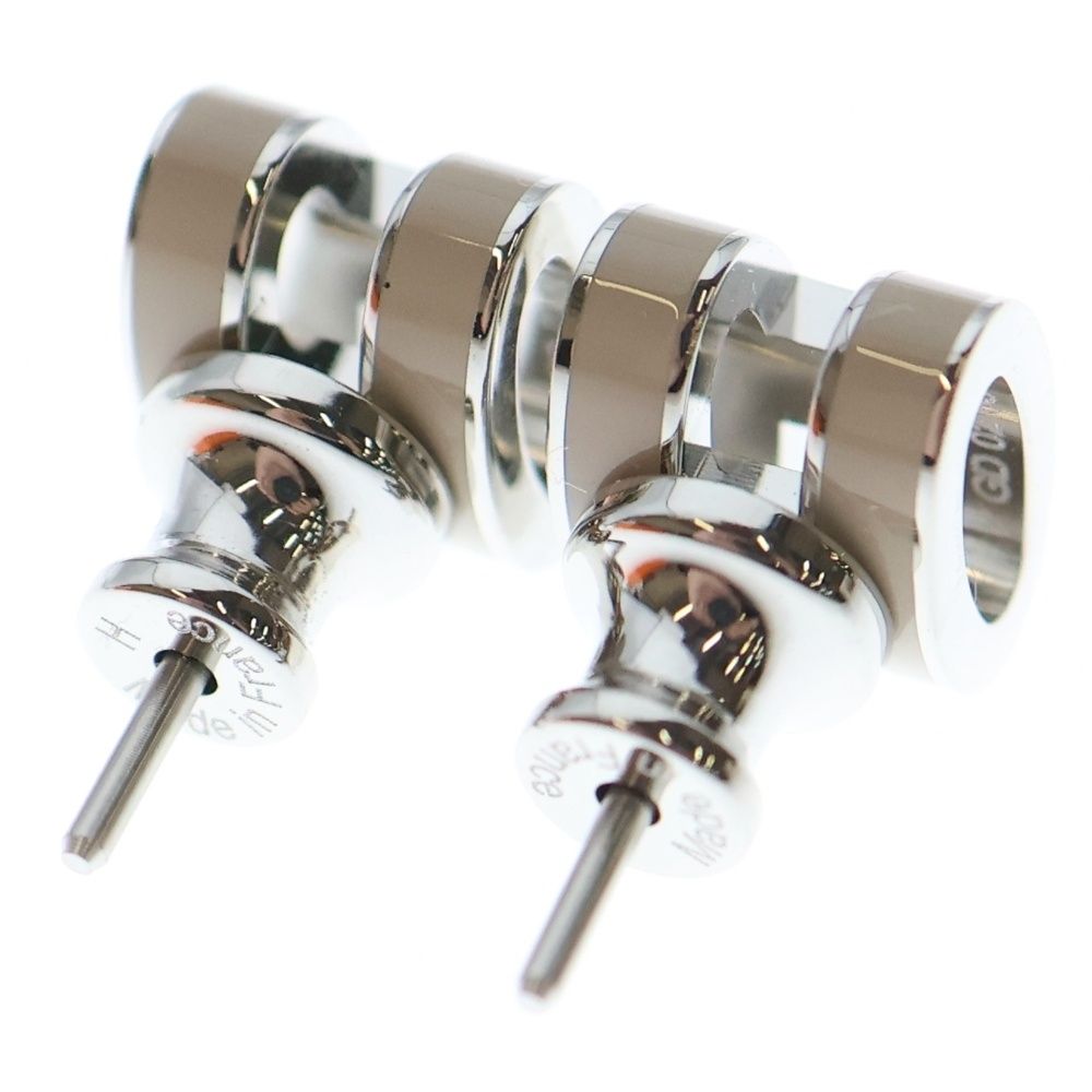 HERMES エルメス ミニ ポッシュアッシュ ピアス ベージュ×シルバー