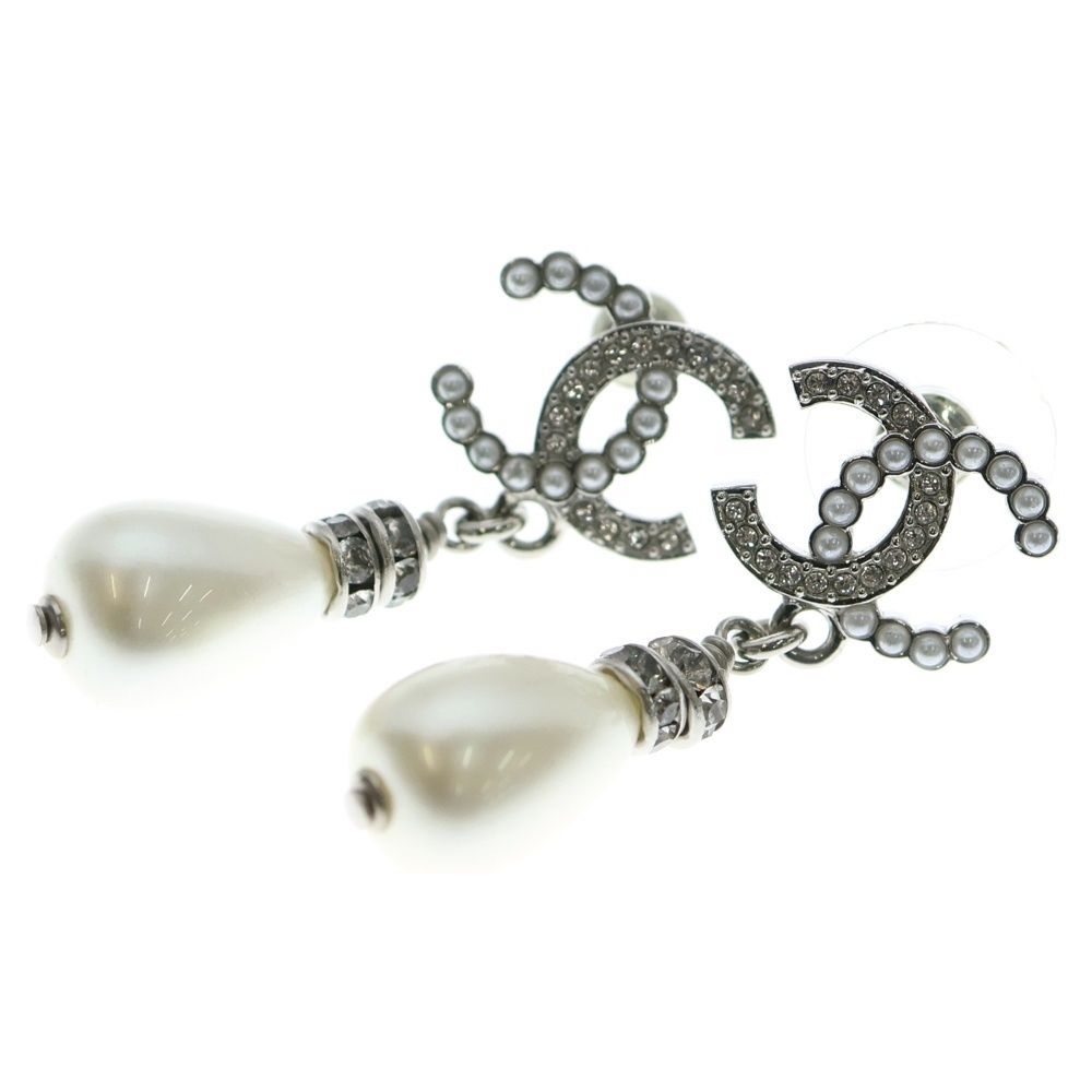 CHANEL シャネル ココマーク ピアス フェイクパール ラインストーン B 24 S ホワイト シルバー