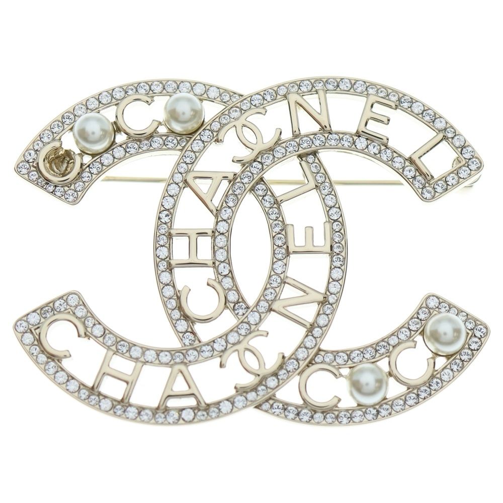 CHANEL シャネル ココマーク パール レゴ ブローチ ブラック シルバー AB 4879