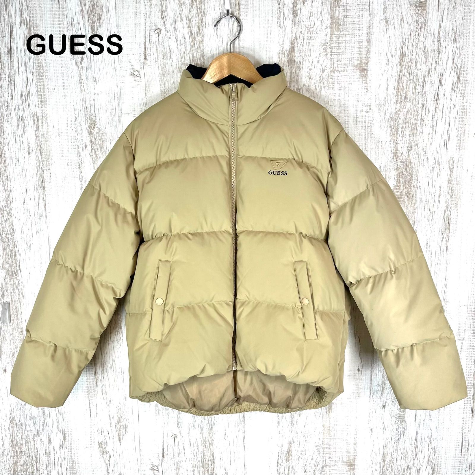 GUESS ゲス ロゴ刺繡 スタンドカラー ボリューム ダウンジャケット 肉 