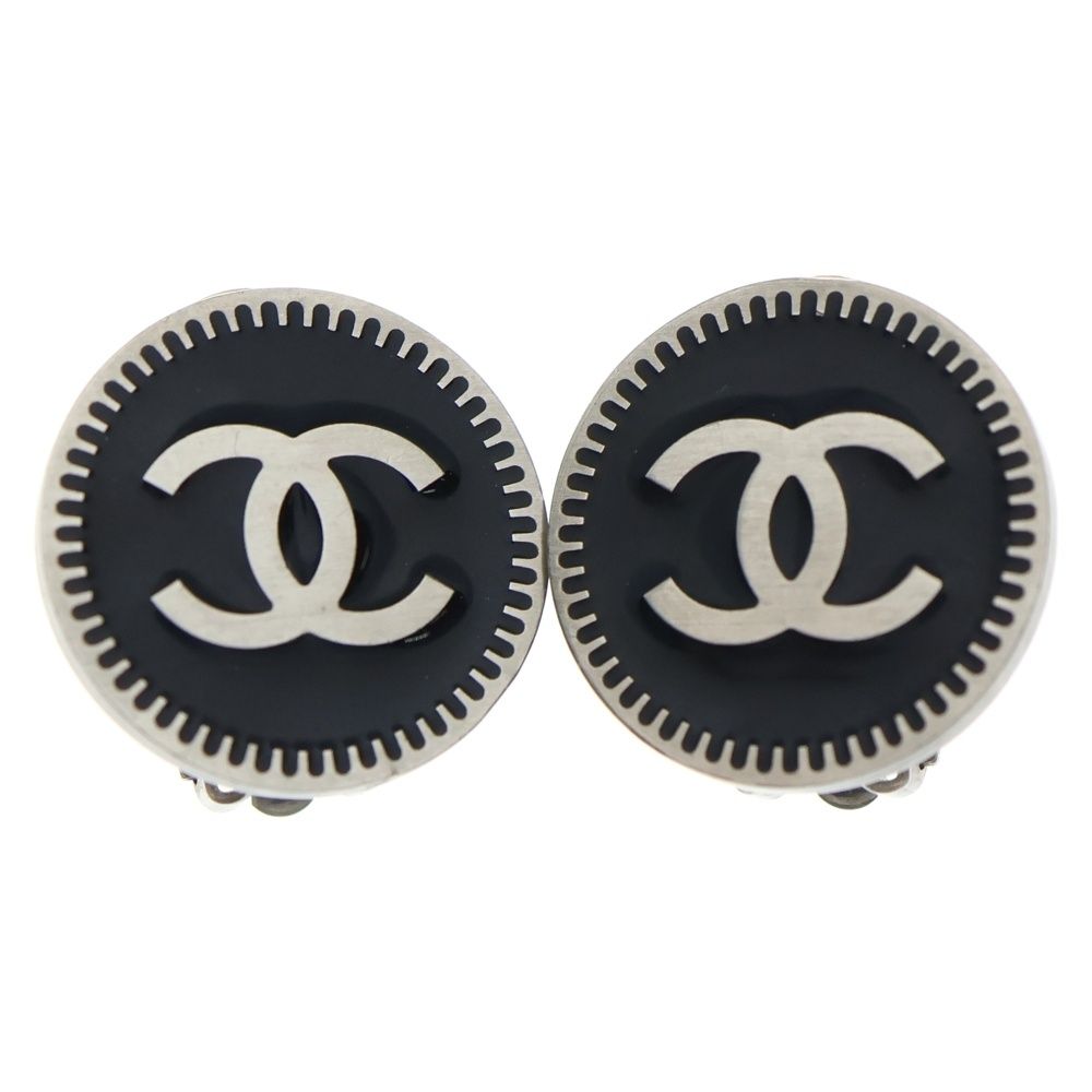 CHANEL シャネル 06 P ココマークイヤリング ブラック シルバー