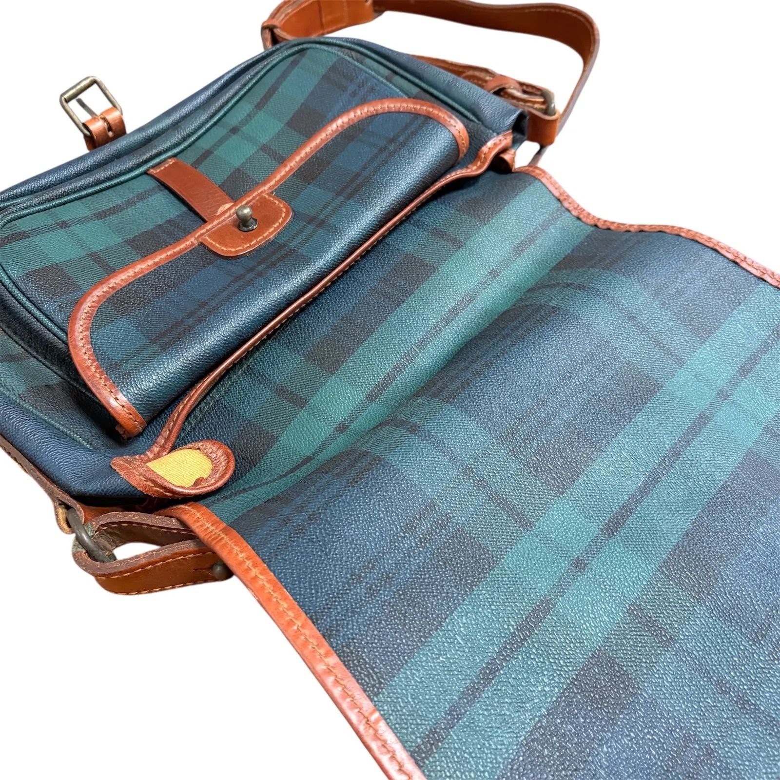 90s ポロ ラルフローレン ショルダーバッグ チェック PVC レザー