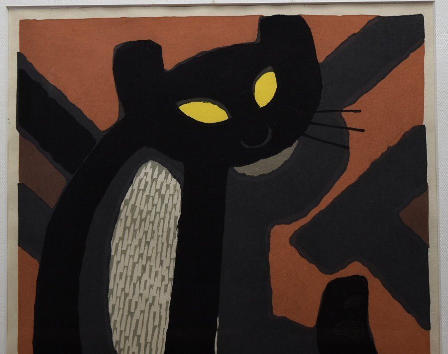 蔵A5602a】木版画 稲垣知雄 「ねこ」'82 100/600 - メルカリ