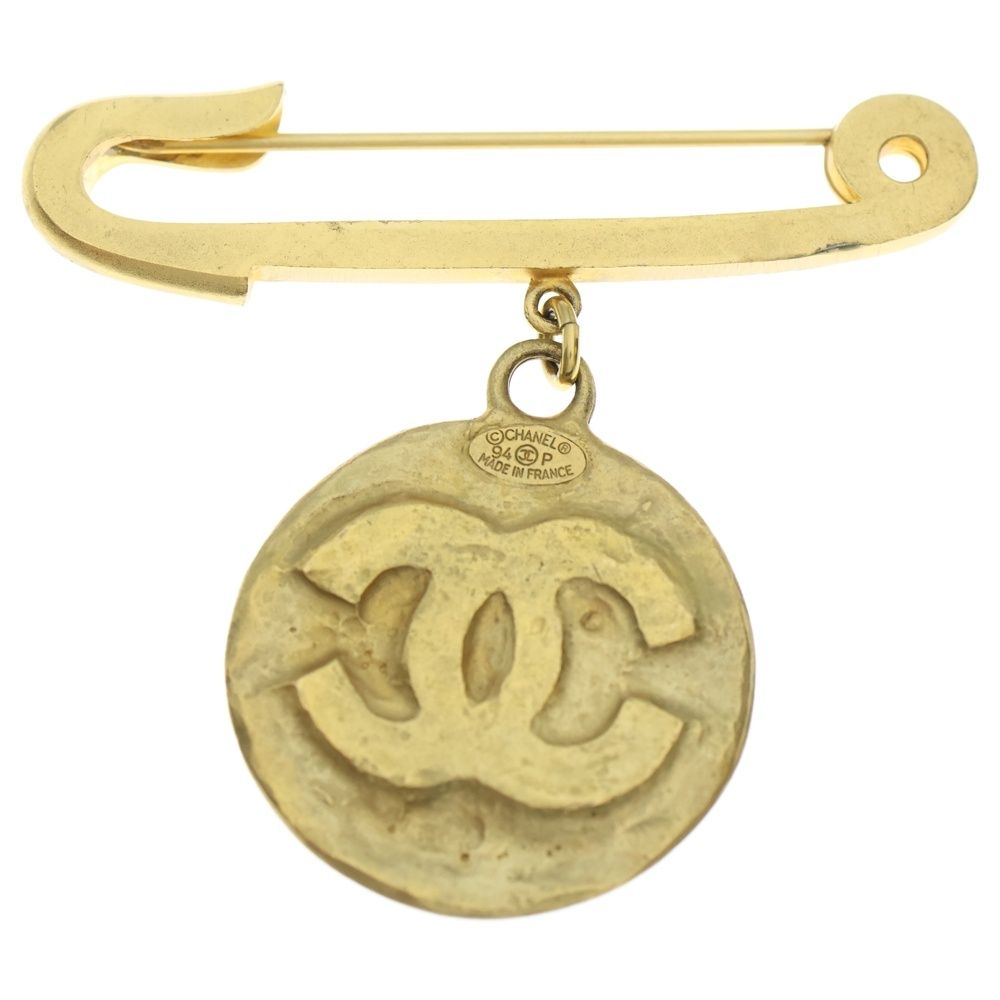 CHANEL シャネル ココマーク 安全ピンモチーフ コイン ブローチ ピンバッジ ゴールド