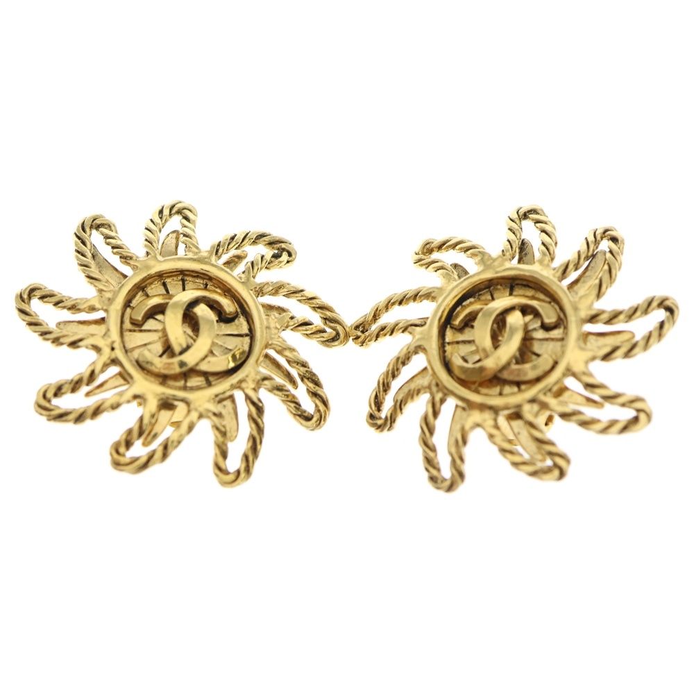 CHANEL シャネル ココマーク 太陽モチーフ イヤリング ゴールド