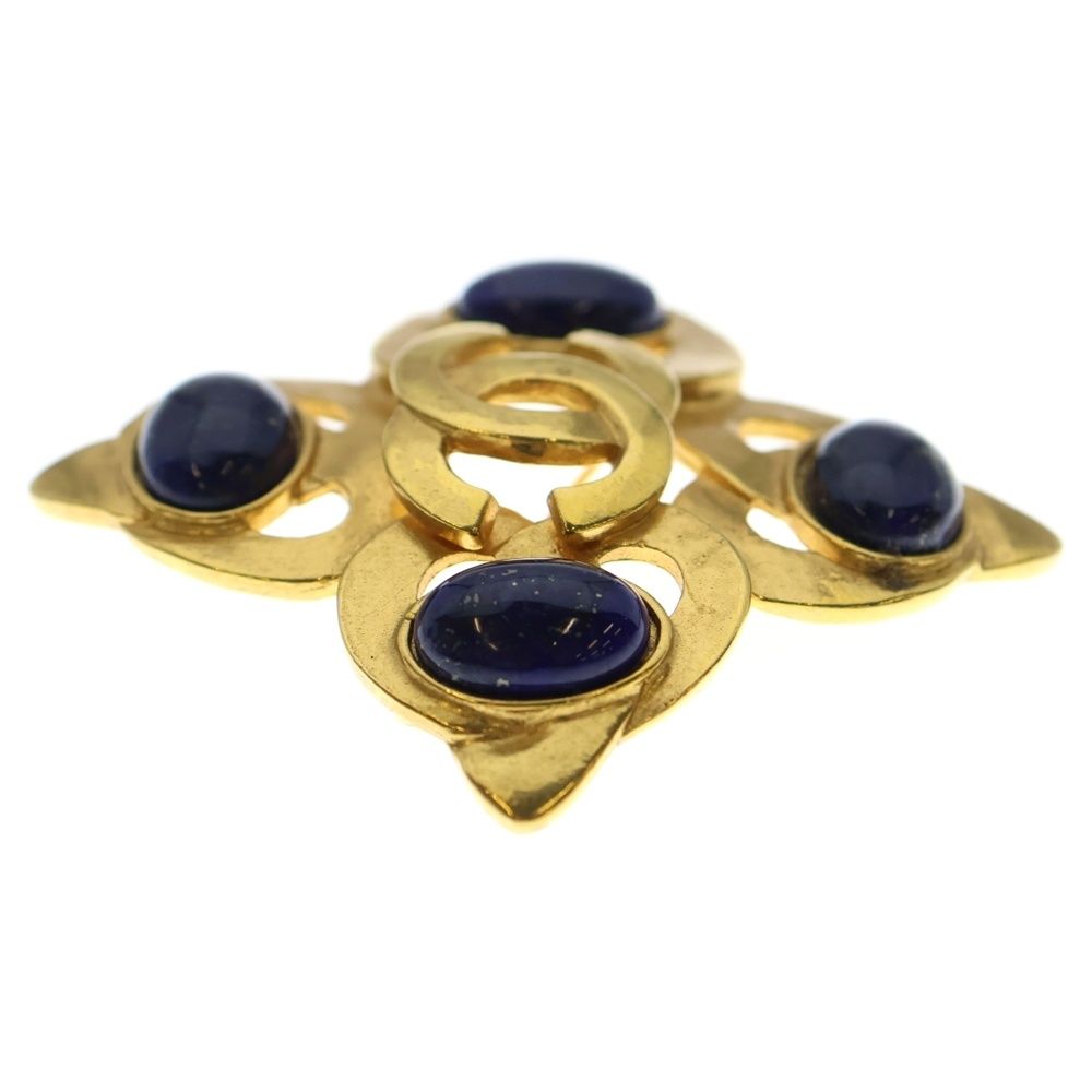  CHANEL シャネル ココマーク ラピスラズリ ストーン ブローチ ピンバッジ ゴールド ブルー GP その他 その他