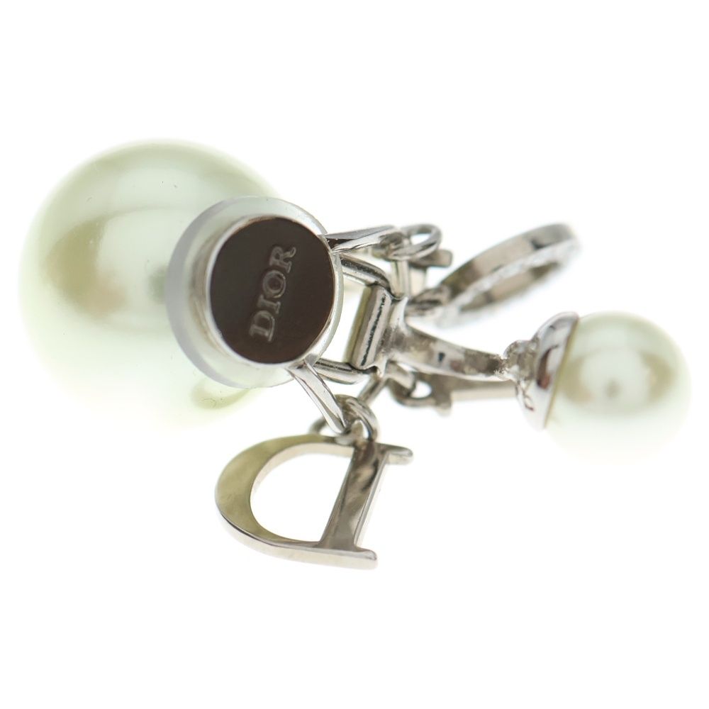  Christian Dior クリスチャンディオール パールイヤリング トライバル ロゴラインストーン ホワイト×シルバー イヤリング アクセサリー