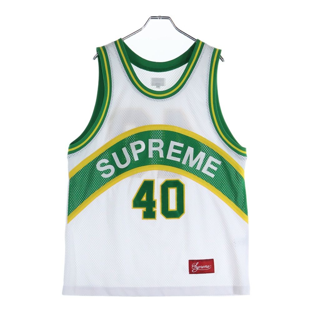 SUPREME シュプリーム 17 SS Curve Basketball Jersey ロゴ刺繍 バスケットボールジャージ メッシュゲームタンクトップシャツ ホワイト グリーン