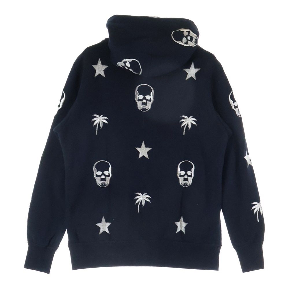 近年モデル　ルシアンペラフィネ パーカー　スワロフスキー　ブラック lucien pellat-finet (ルシアンペラフィネ) スカル刺繍 エンブロイ