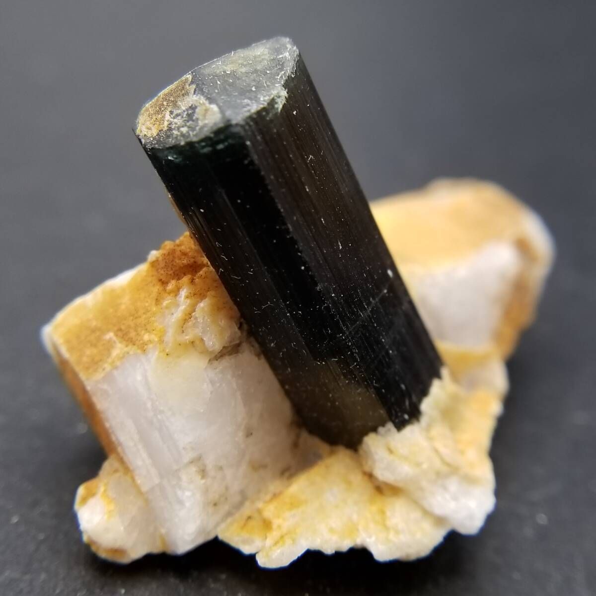 Skardu産 ブラックトルマリン 原石 母岩付き 艶のある結晶 天然鉱物