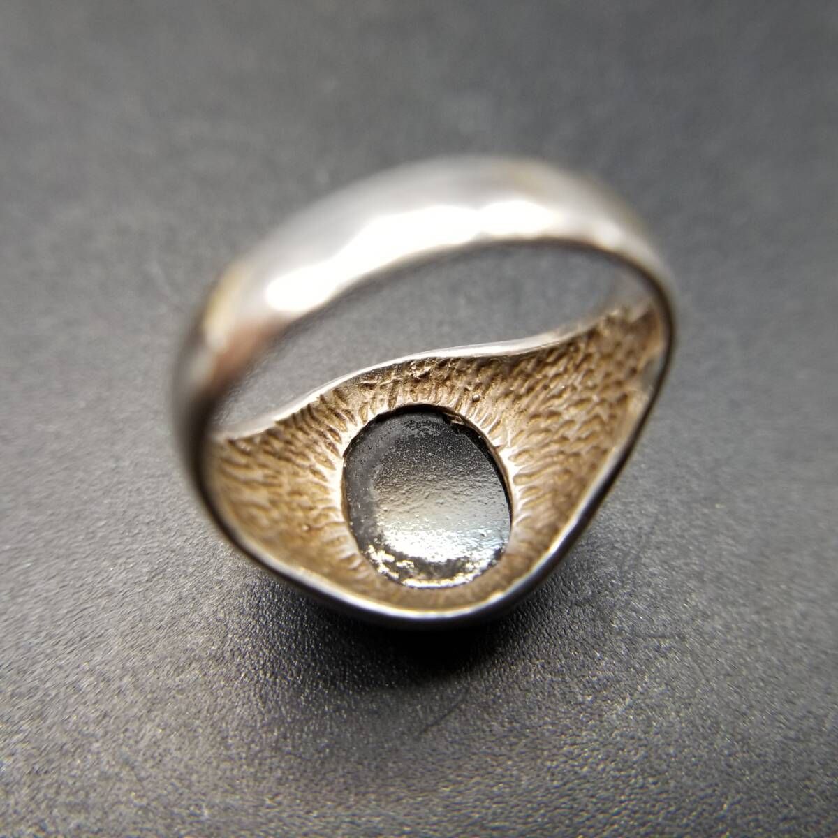 オニキス インレイ 925 シルバー ヴィンテージ シグネット リング