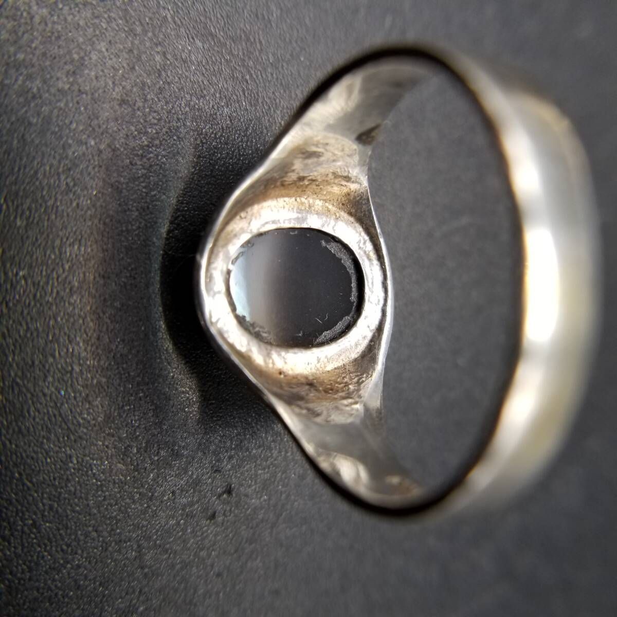 オニキス インレイ 925 シルバー ヴィンテージ シグネット リング