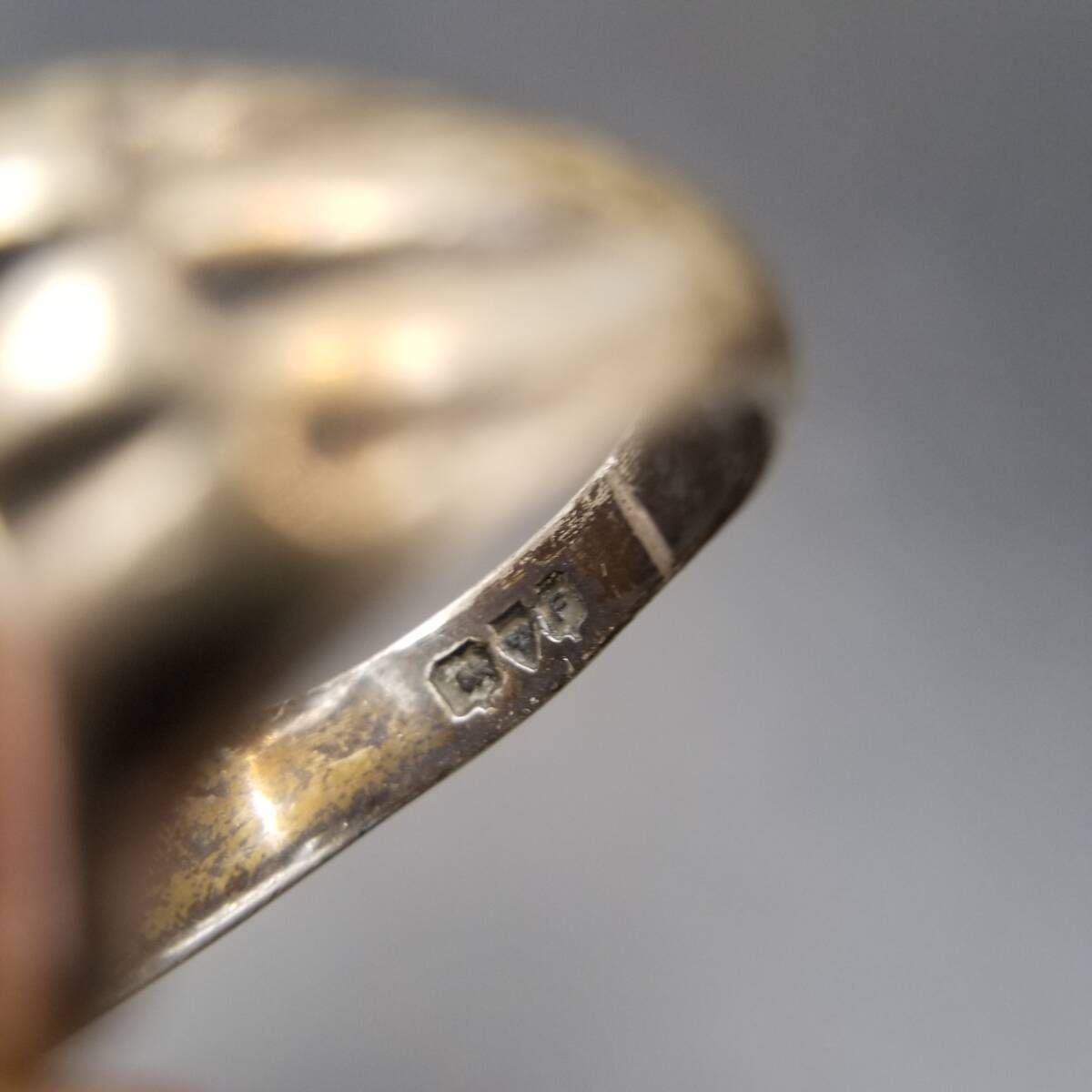 1956年 英国 ヴィンテージ フローラル彫金 八角形 925 シルバー