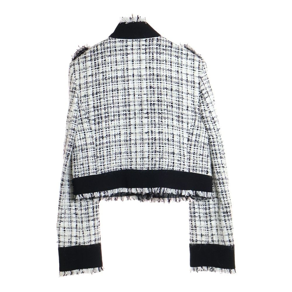 DOLCE - GABBANA ドルチェアンドガッバーナ メタルボタン ツイードジャケット ホワイト ブラック レディース F 28 VWT FMMFT