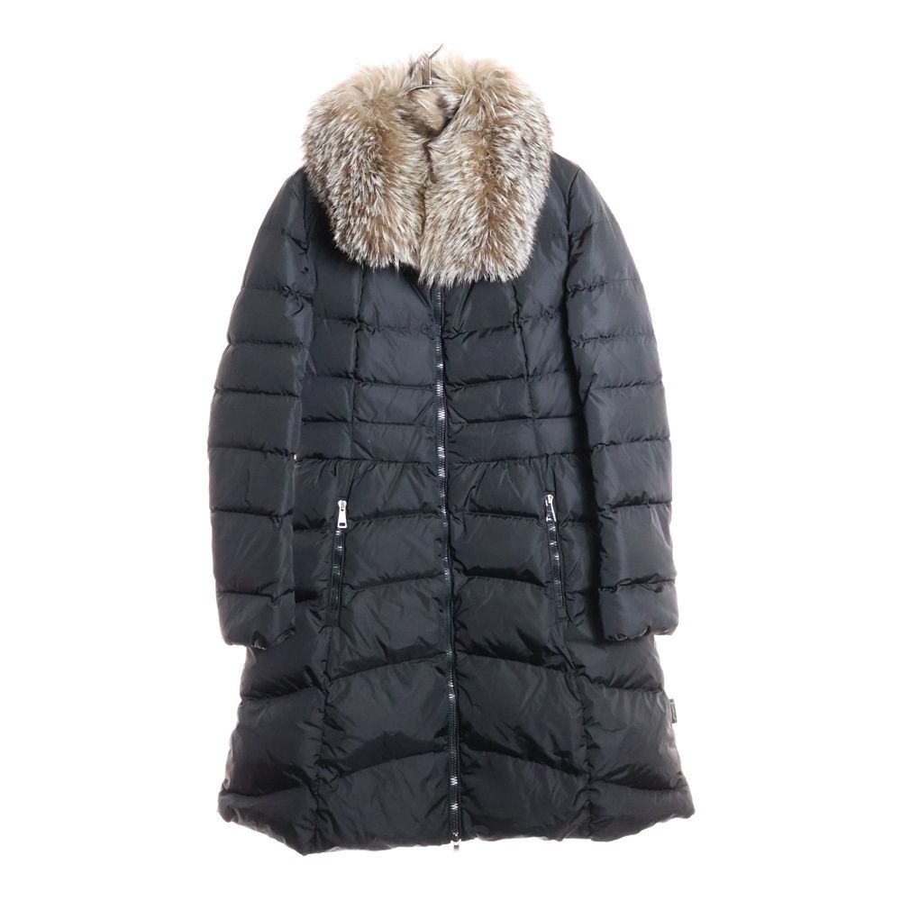 MONCLER モンクレール 18 AW 54155 イロンデール ファー付きジップアップロングダウンコート ブラック レディース