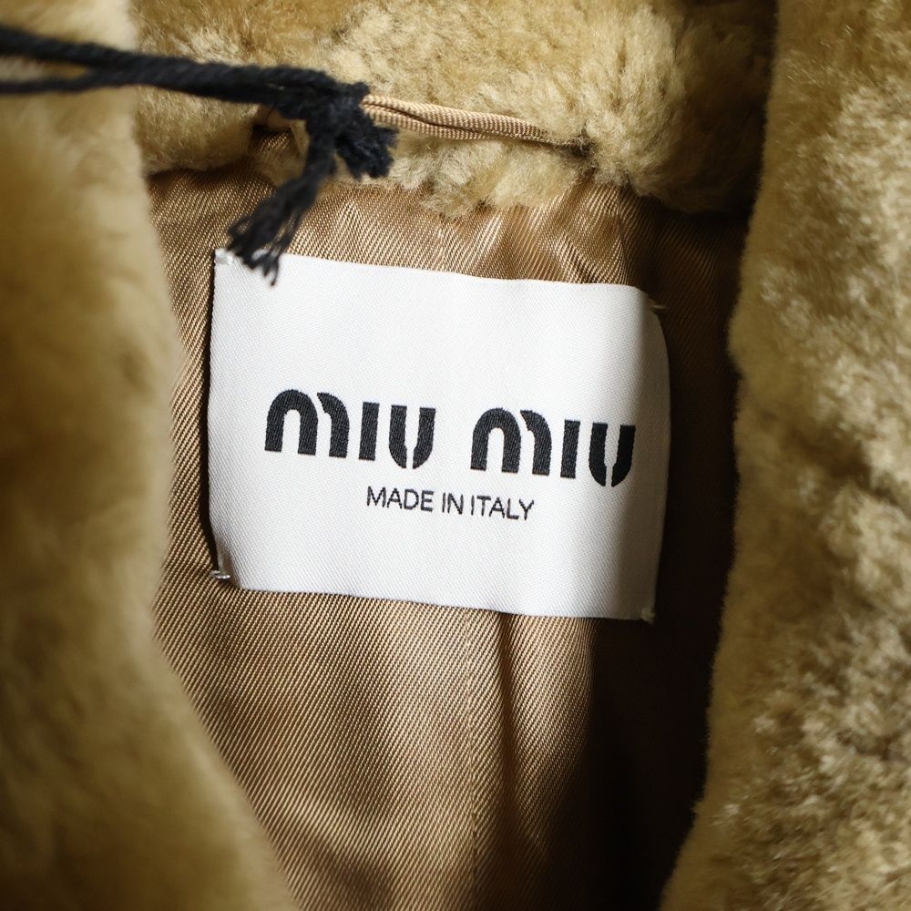  miumiu ミュウミュウ ロゴ刺繍 シアリングトリム コーデュロイコート ロングコート ブラウン MML 990 S 232 130 R レディース 長袖 シャツ ブラウス