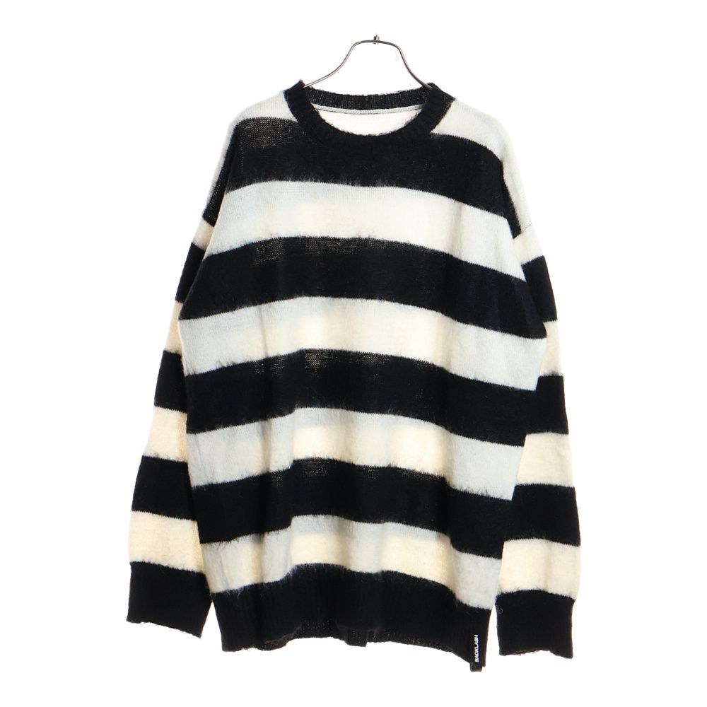 ISAMU イサムカタヤマバックラッシュ モヘア混 アクリル ウール ボーダーニットセーター ホワイト ブラック KN 771 02