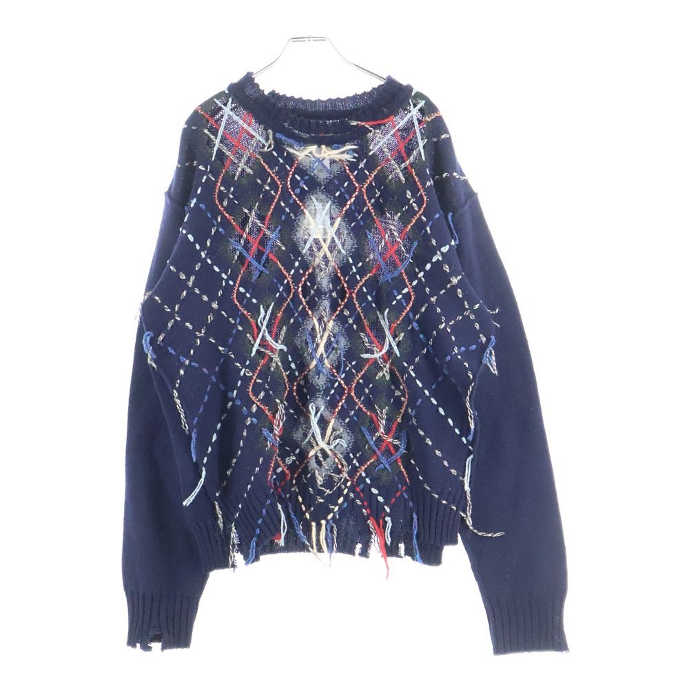 Maison Margiela メゾンマルジェラ 23 AW Cut out Knit Sweater カットアウトデザイン クルーネック ニットセーター ネイビー