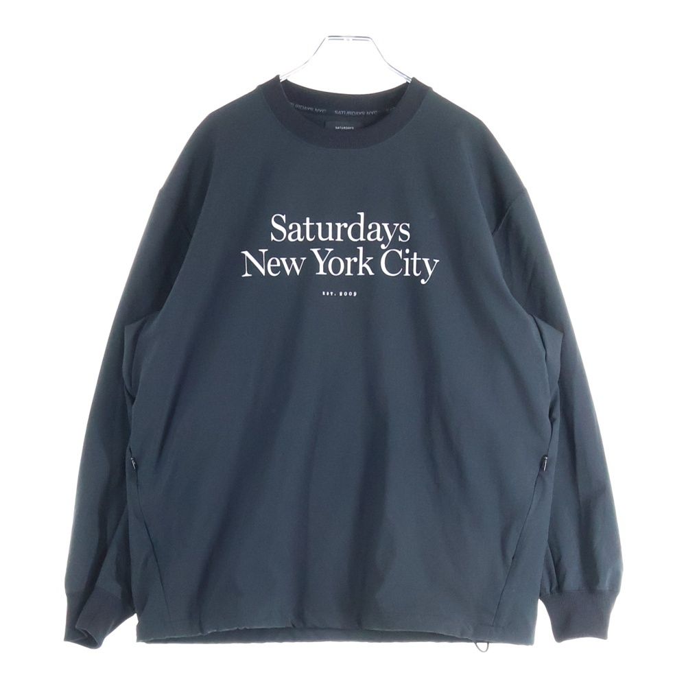 SATURDAYS SURF NYC (サタデイズサーフエヌワイシー) ロゴプリント ピステジャケット クルーネック ウィンドブレーカー ブラック BGL-12010-A