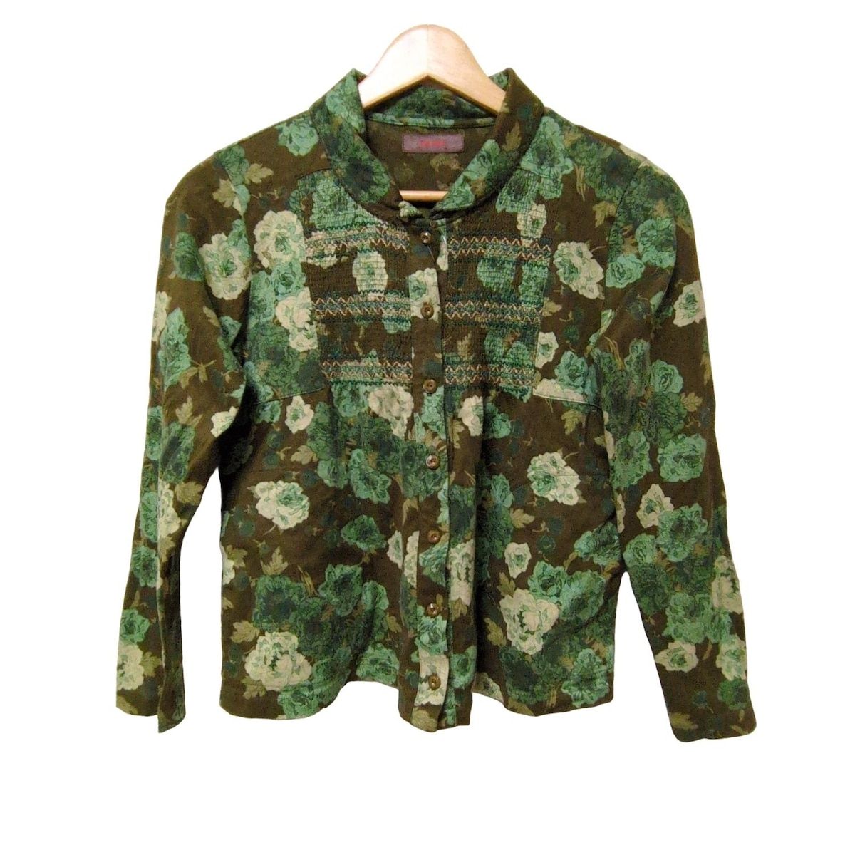 PINK HOUSE ピンクハウス 長袖シャツブラウス サイズM レディース - カーキ×グリーン×マルチ 花柄