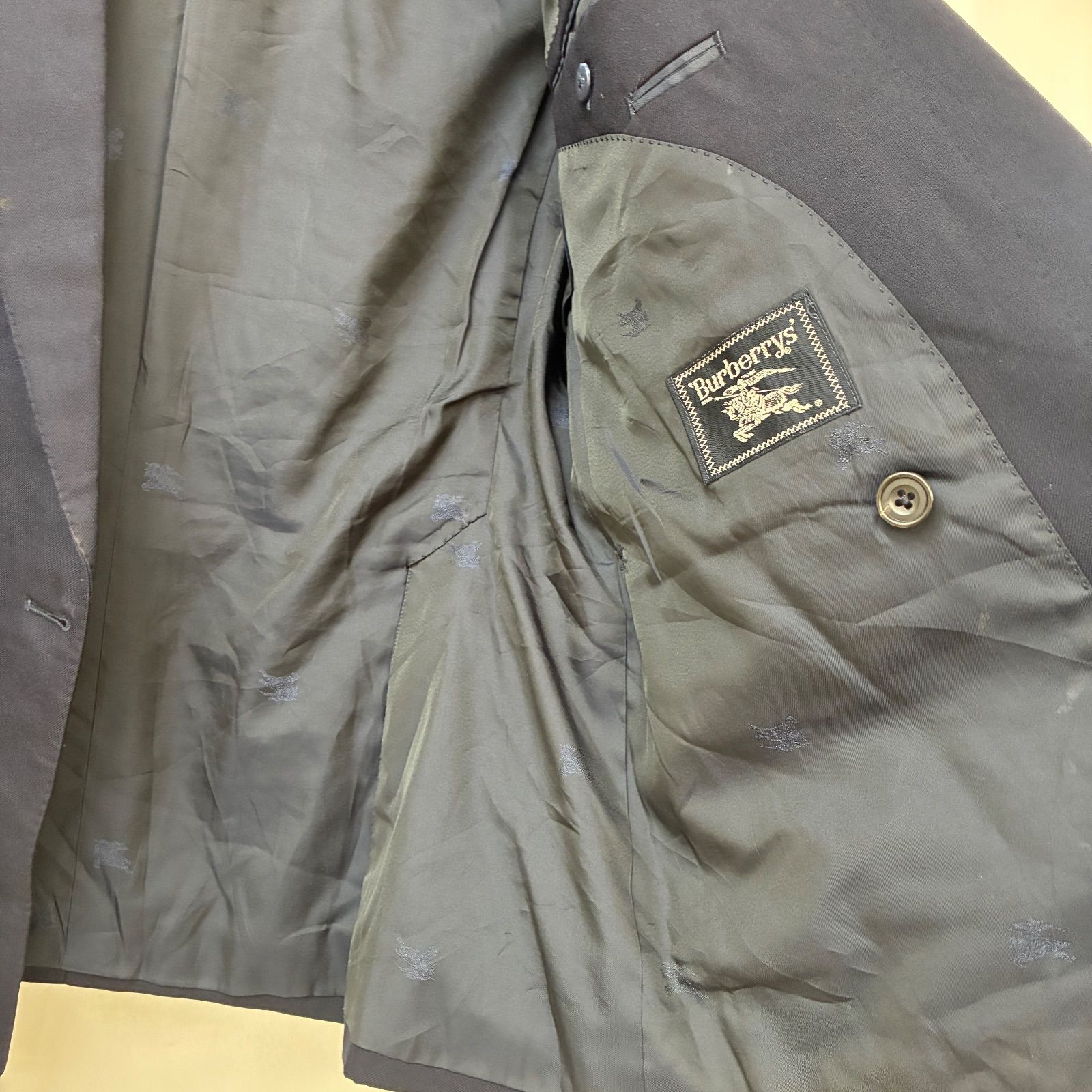 90s バーバリー 紺ブレ 金ボタン テーラード ジャケット ダブルボタン