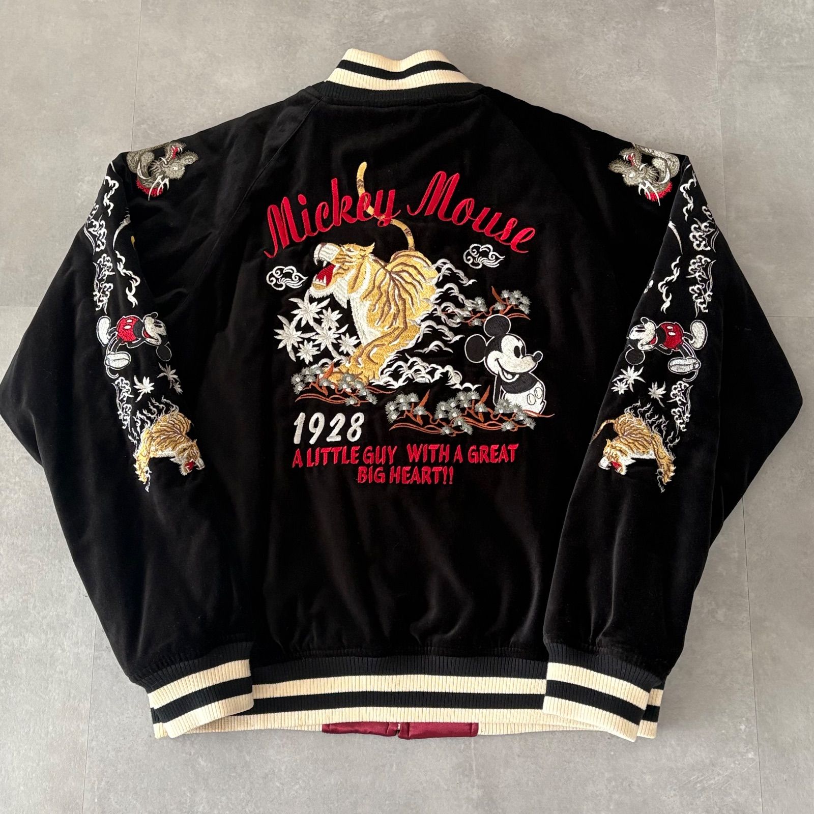 激レア Disney 別珍スカジャン 龍虎刺繍 ミッキー 1928 リバーシブル