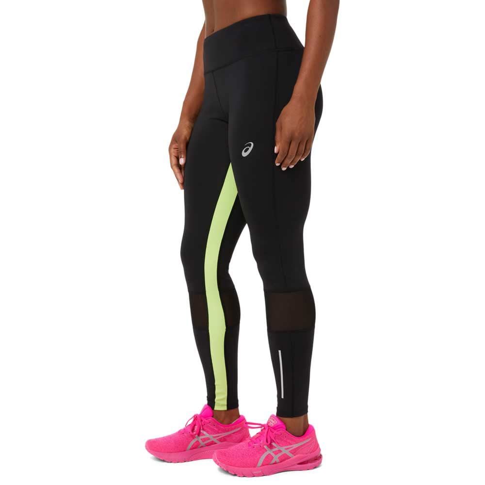 アシックス ランニングウェア LITE SHOWロングタイツ レディース 001 パフォーマンスブラック ライムグリーン XS