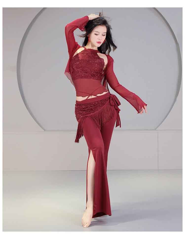 ベリーダンス ダンス衣装ブラウン ライン ベリーダンス オリエンタル