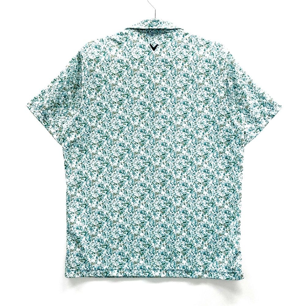 サイズ L キャロウェイ モデル 半袖ポロシャツ ボタンダウン 総柄 グリーン系 ゴルフウェア メンズ ストスト