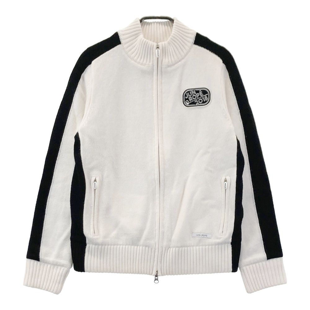 サイズ L JUN-ROPE ジュン アンド ロペ ウール混 蓄熱 ジップジャケット ホワイト系 ゴルフウェア レディース ストスト