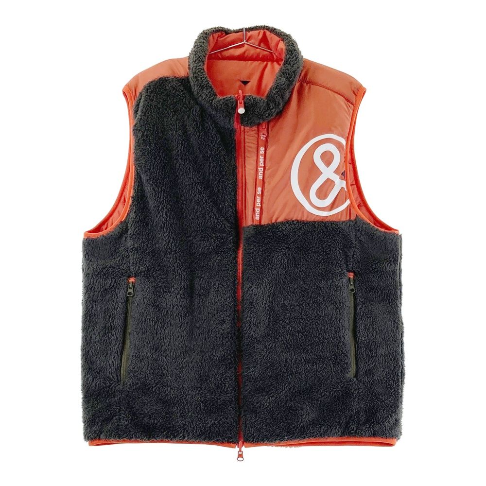 and per se ゴルフオレンジ ベストLL サイズ：LL AND PER SE アンパスィ リバーシブル中綿ジップベスト ボア