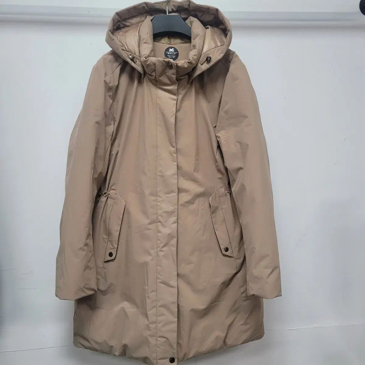 M. POLHAM ベージュ フード ロング ダウン コート