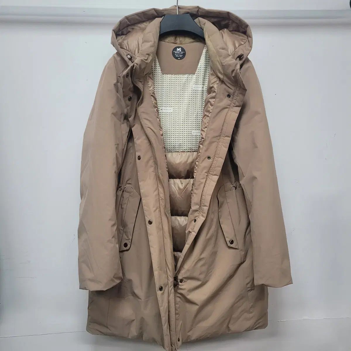 M. POLHAM ベージュ フード ロング ダウン コート