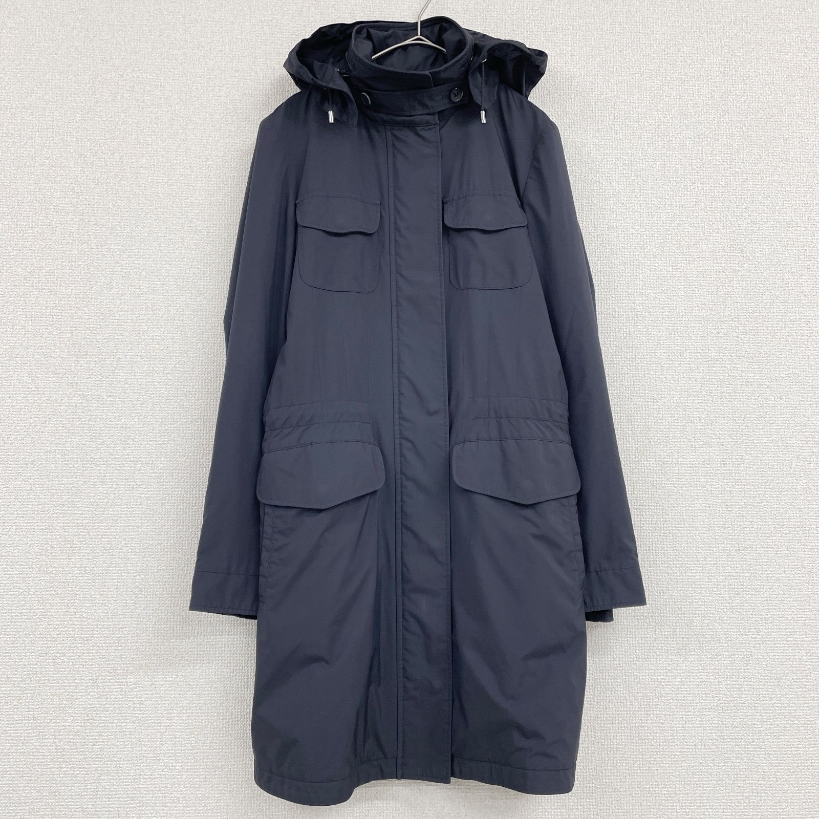 Loro Piana ロロピアーナ ロングコート ナイロン フード ネイビー