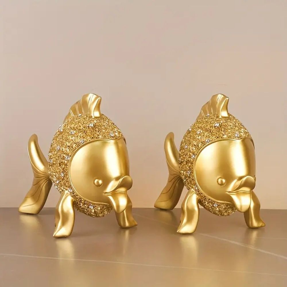  オブジェ 置物 ゴールドの魚 さかな サカナ 2個セット ガーデンオーナメント インテリア オシャレ 樹脂 インテリア雑貨 室内 寝室 玄関 リビング ダイニング 庭 ガーデニング プレゼント ギフト 棚装飾 ディスプレイ小物 置物 インテリア小物