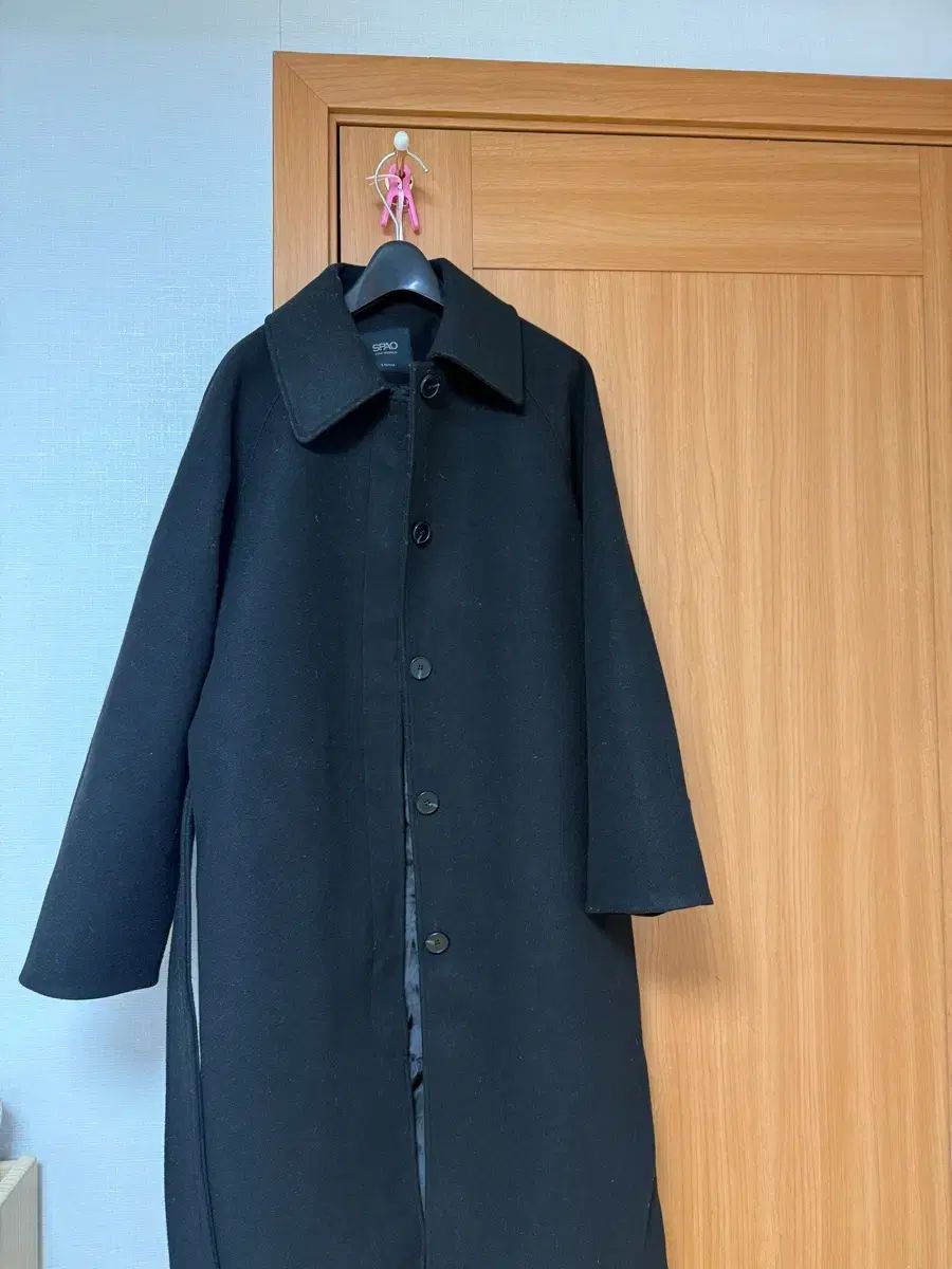 SPAO ウィメンズ ベルト付き バルマカーン コート ブラック s