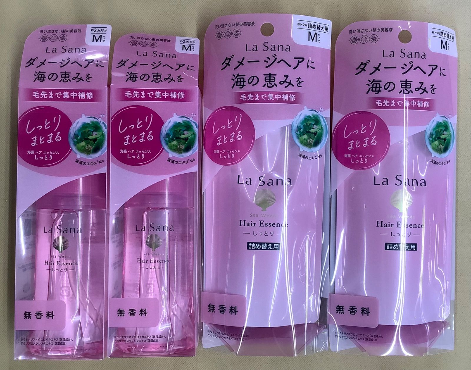 ヘアケア ラサーナ 海藻 ヘアエッセンス しっとり Mサイズ×4個