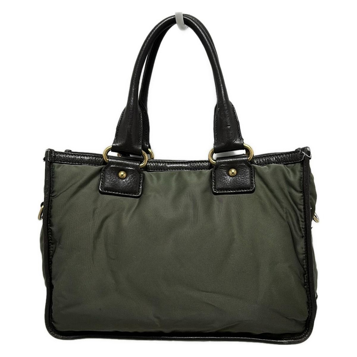 PRADA(プラダ) ハンドバッグ ロゴジャガード カーキ×ダークブラウン 革