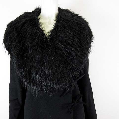 Chloe vintageファー襟付きウールロングコート Chloe vintageファー襟付きウールロングコート 黒ウールロングコート