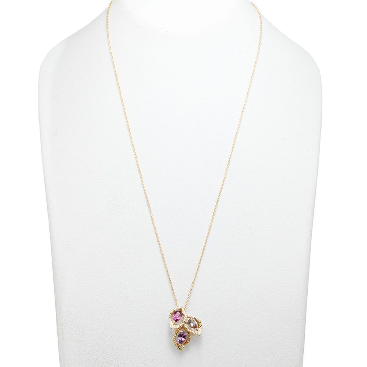 タサキ TASAKI 750 SG サクラゴールド ガーネット リーフモチーフ ペアシェイプ ピンクゴールドネックレス レディース