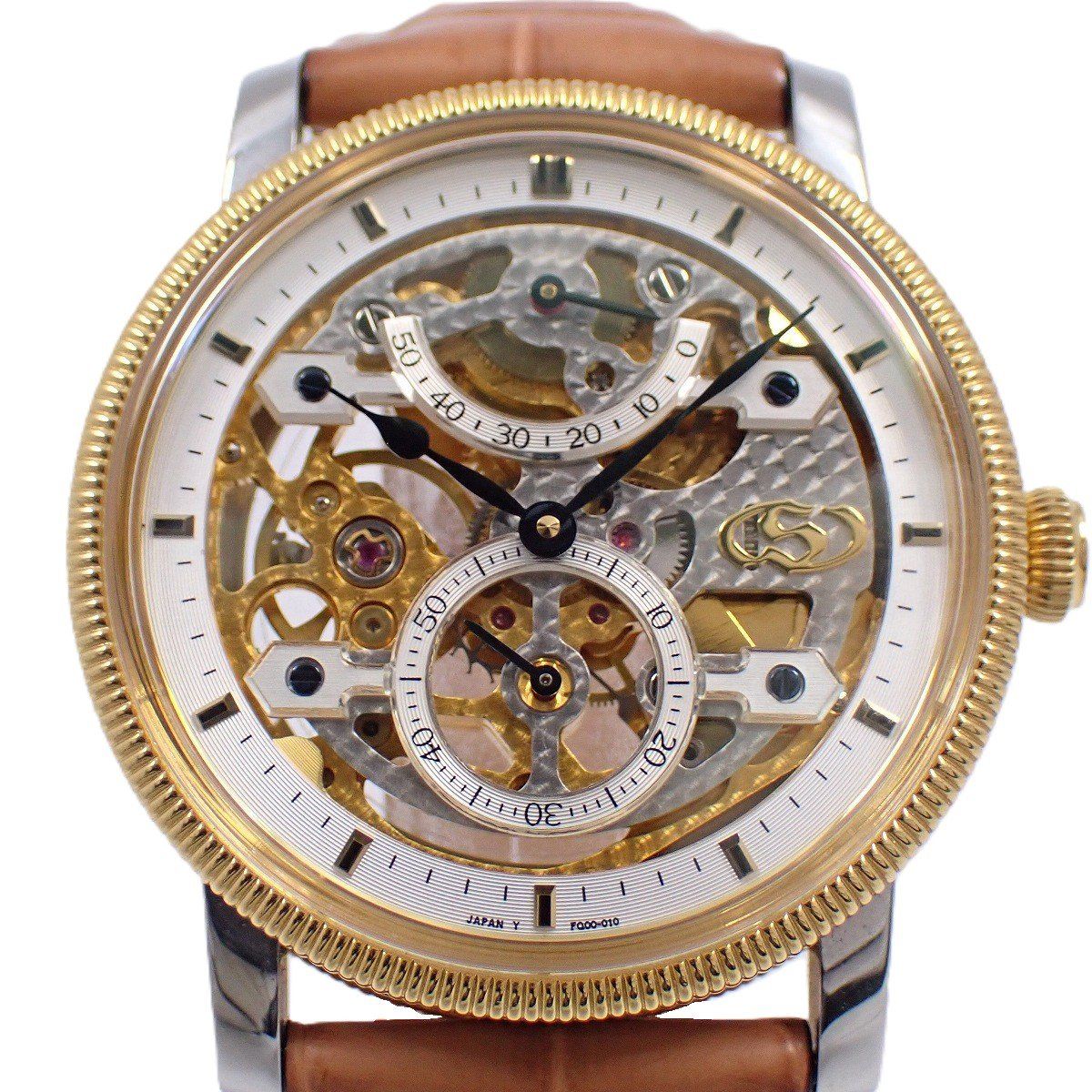 オリエントスター ロイヤル スケルトン 手巻き メンズ 腕時計 コンビ 革ベルト