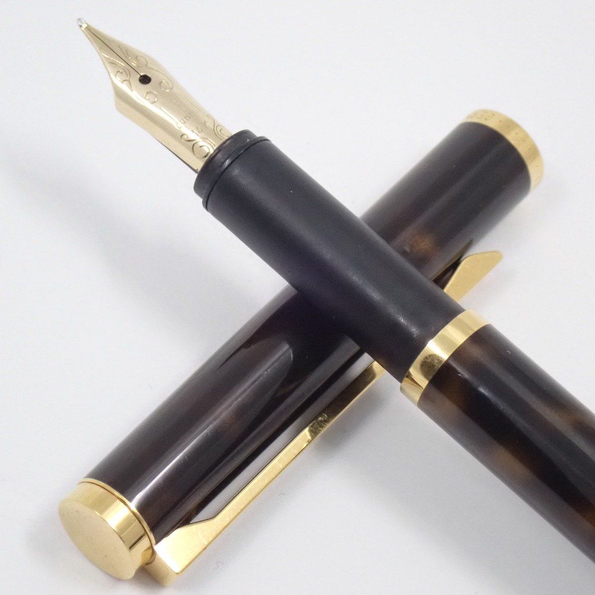 dunhill ダンヒル 14Kペン先 万年筆 ブラウン系マーブル×ゴールド【い