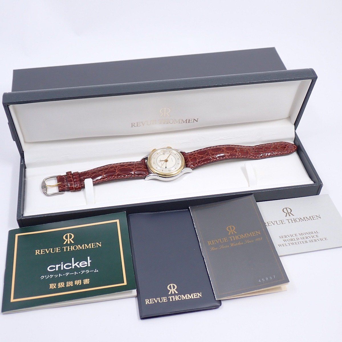  レビュートーメン クリケット カレンダー 850本 手巻きアラーム メンズ 腕時計 革ベルト 8318001 手巻き時計 腕時計(アナログ)