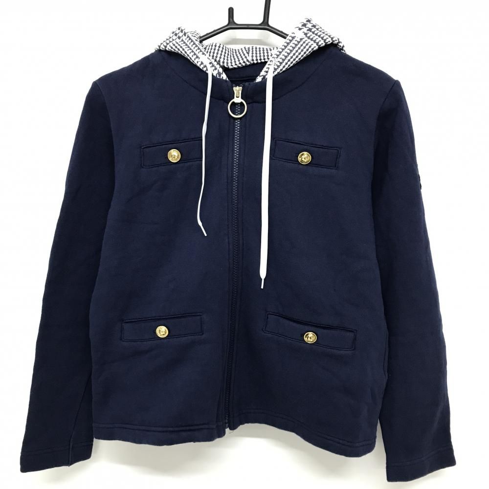 キャロウェイ 2WAYフード付ジャケット ネイビー×白 フードグレン