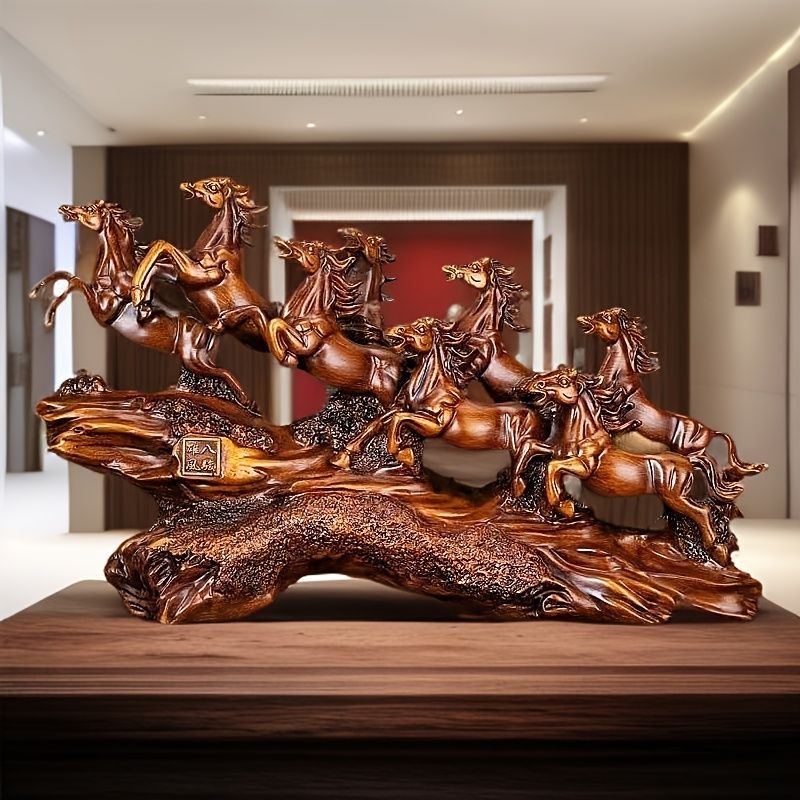  オブジェ 置物 8頭の馬 うま ウマ ホース 干支 正月飾り 彫刻風 感 装飾 樹脂 インテリア リアル 室内 屋内 インテリア雑貨 玄関 リビング ダイニング インテリア小物 棚装飾 卓上置物雑貨 置物 インテリア小物