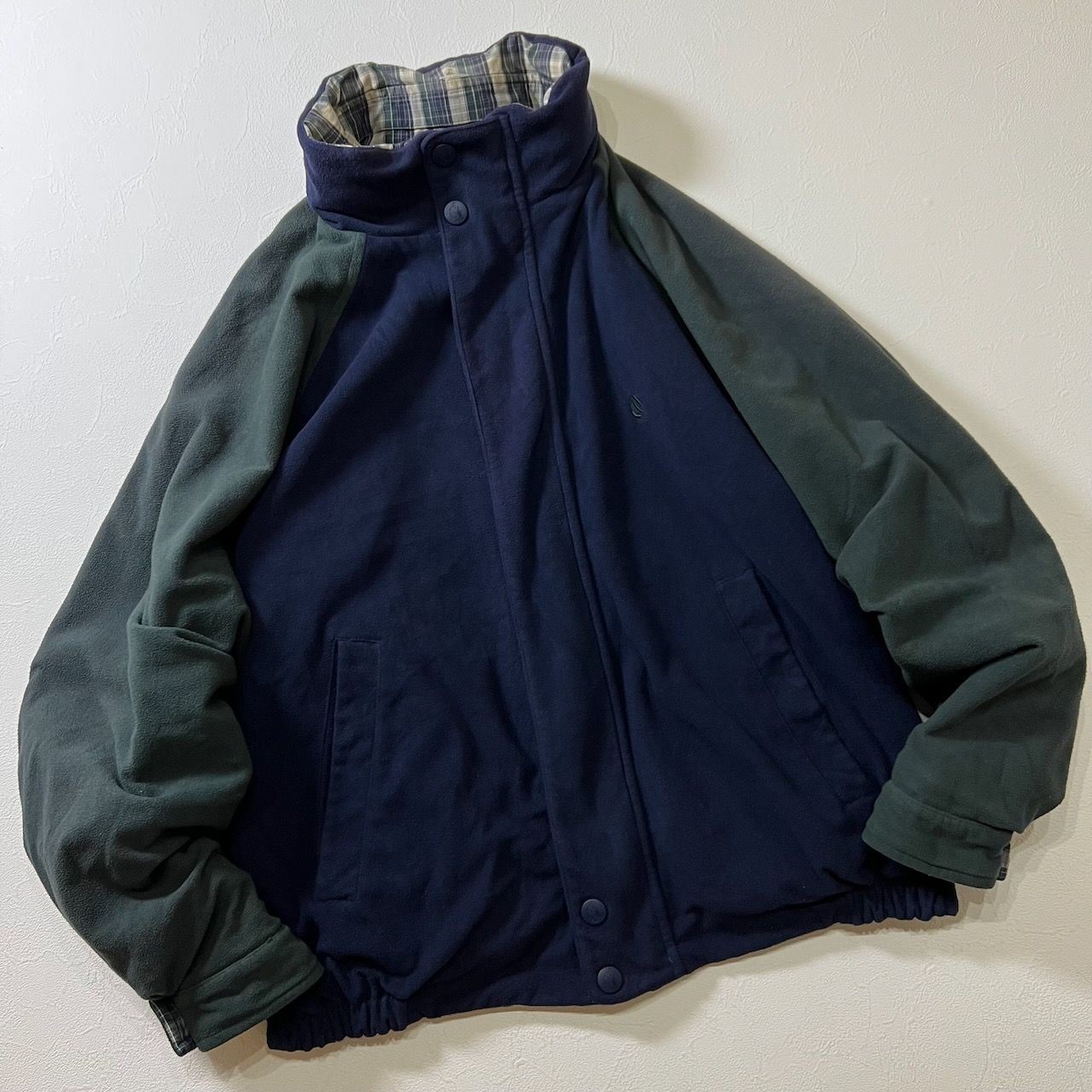 90s nautica リバーシブル フリース チェック ブルゾン スイングトップ