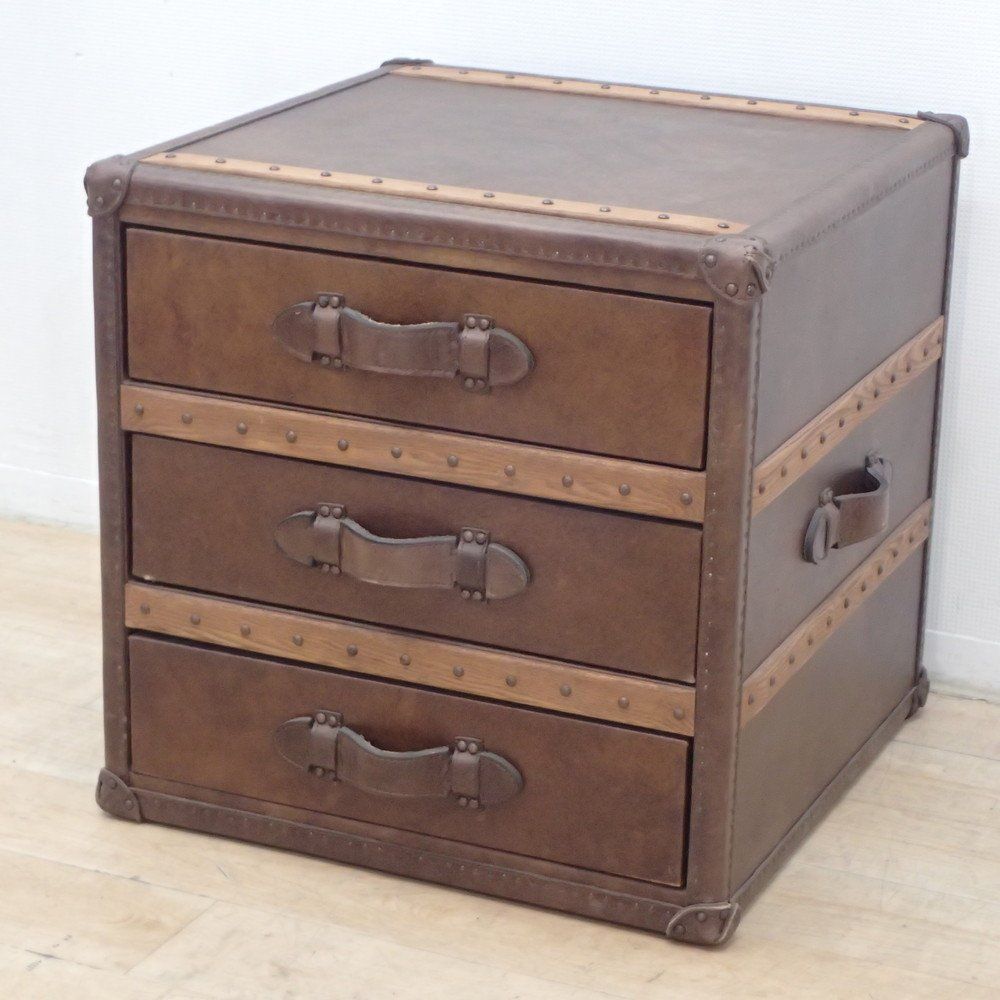 HALO ストニーハースト スモールランプテーブル チェスト 3段 牛革 ブラウン W 600 D 670 H 590 ヴィンテージ EG 19346 家具