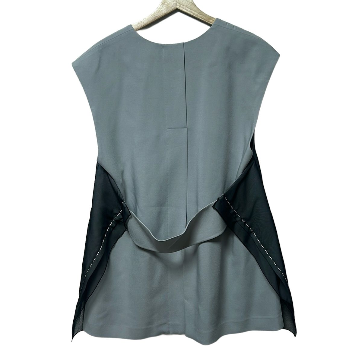 ADORE アドーア ノースリーブカットソー サイズ38 M レディース レイヤードエンブロイダリーブラウス 531-4210601 黒×ダークグレー