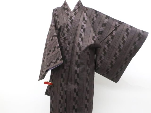 一輝堂 本場大島紬 純泥染 紬 証紙付き 正絹 着物 身丈約151.5 cm 裄丈約63 25 z 12-6648