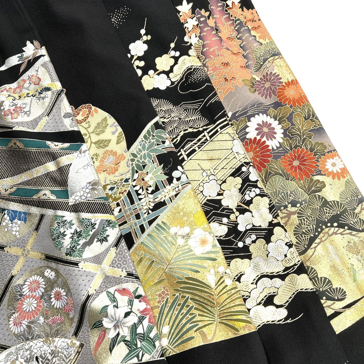 黒留袖 正絹 着物 同梱 リメイク用 着付け M 278